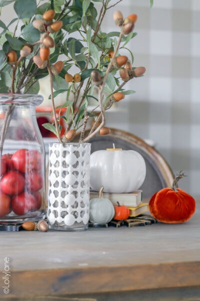 Get this high end look for pennies... most of this easy tablescape was purchased from the dollar store but looks high end! WOW! #diy #easycrafts #falldecor #falldecorations #tablescape