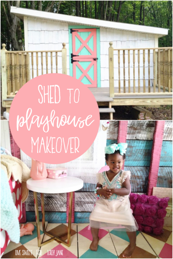 Have an old shed in the yard? Borrow these tips to turn it into every child's dream playhouse! Love this shed turned playhouse makeover, so cute! #sheshed #diyplayhouse #shedmakeover #playhouse #shedplayhouse