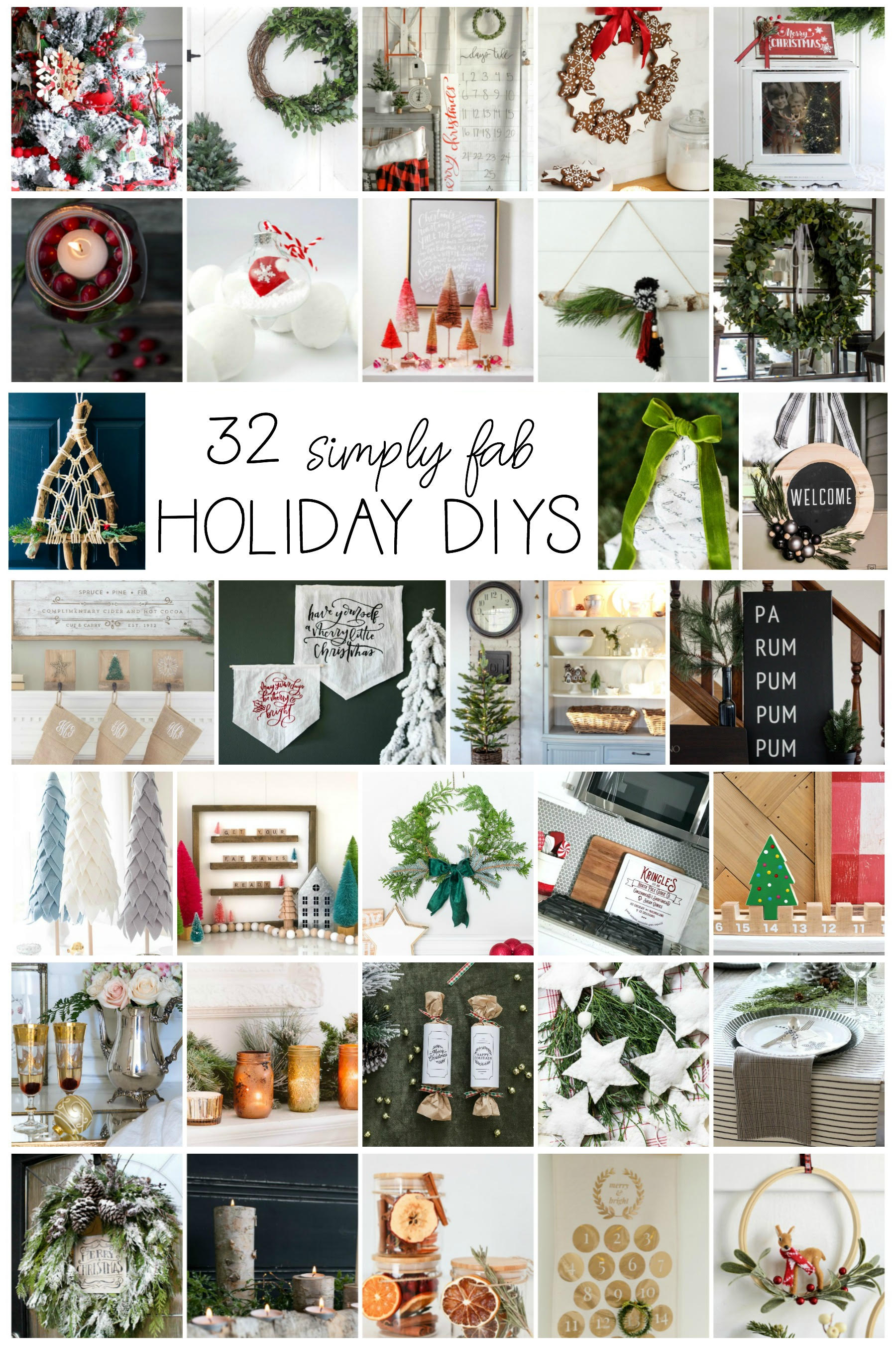 32 Simply Fab HOLIDAY DIY's to try this season! From home decor to crafts and EVERYTHING in between, you'll love this collection of truly FAB DIY's! #diy #holidaydiy #christmasdiy #christmasdecorations