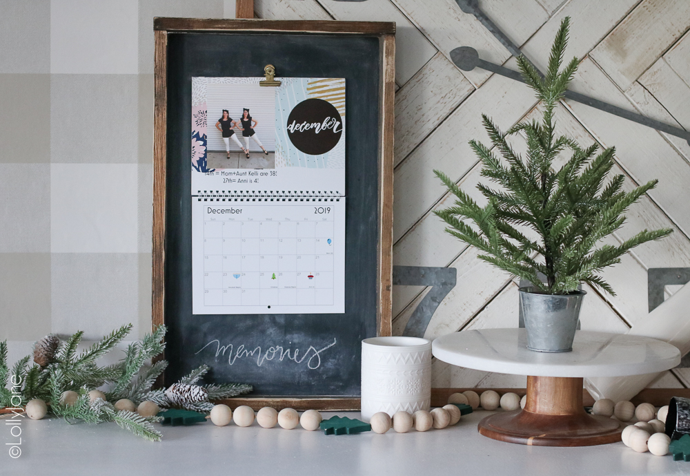 DIY Chalkboard Calendar Holder. Such an easy way to make a wood calendar holder for a stylish way to display your calendar! #diy #calendarholder #woodcalendarholder