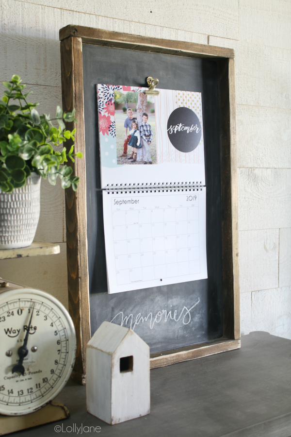 DIY Wood Calendar Holder, so fun! Check out how easy it is to make this simple calendar holder using wood and a hook! Easy to switch it up to fit your own style following this wood calendar tutorial! #diy #calendarholder #woodcalendarholder