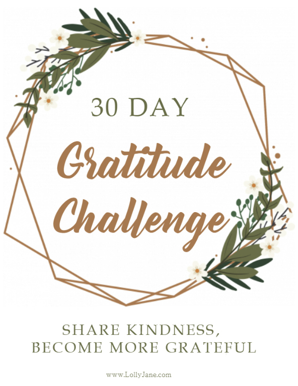 Love this 30 day gratitude challenge to share kindness and develop an attitude of gratitude! #begrateful #gratitudechallenge #30daychallenge