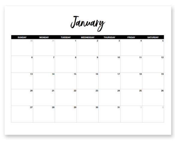 The Best 2019 Free Printable Calendar: Get Organized All Year (Part 1)