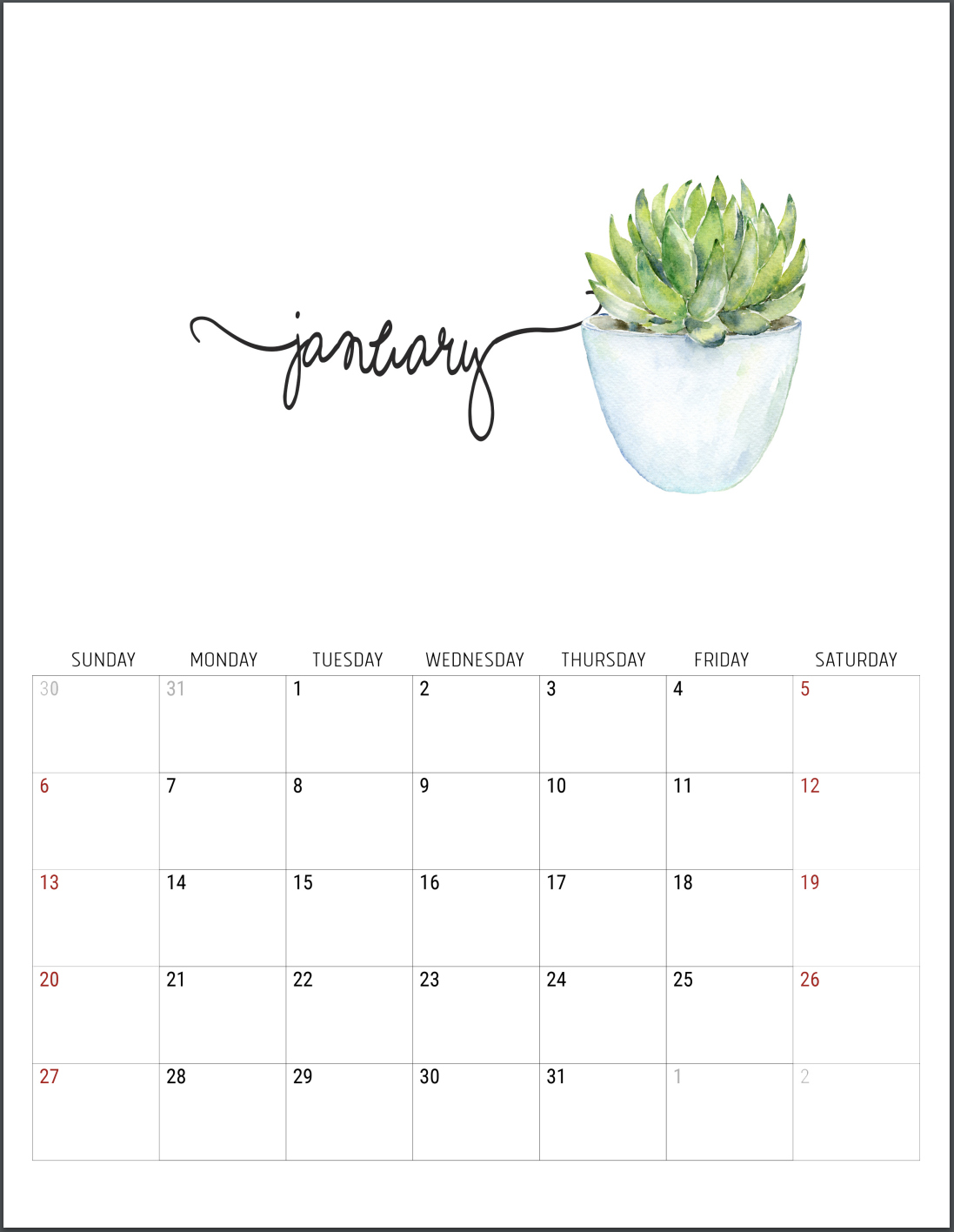 The Best 2019 Free Printable Calendar Get Organized All