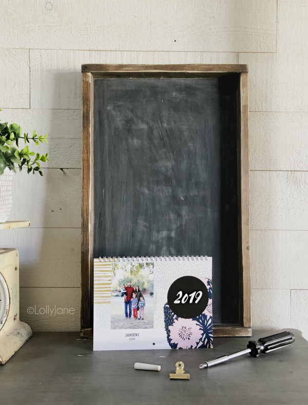 DIY Wood Calendar Holder Supplies | Sick of the same old calendar holder!? This isn't your mama's calendar holder, we created a fresh take on calendar holders to create this rustic farmhouse wood calendar holder using a chalkboard and hook. So cute! #diy #calendarholder #woodcalendarholder