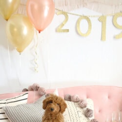 Cute and EASY DIY "2019" Party Garland... make for your New Years Eve party or for ANY party! #nye #newyearseve #goldendoodle #diy #diygarland
