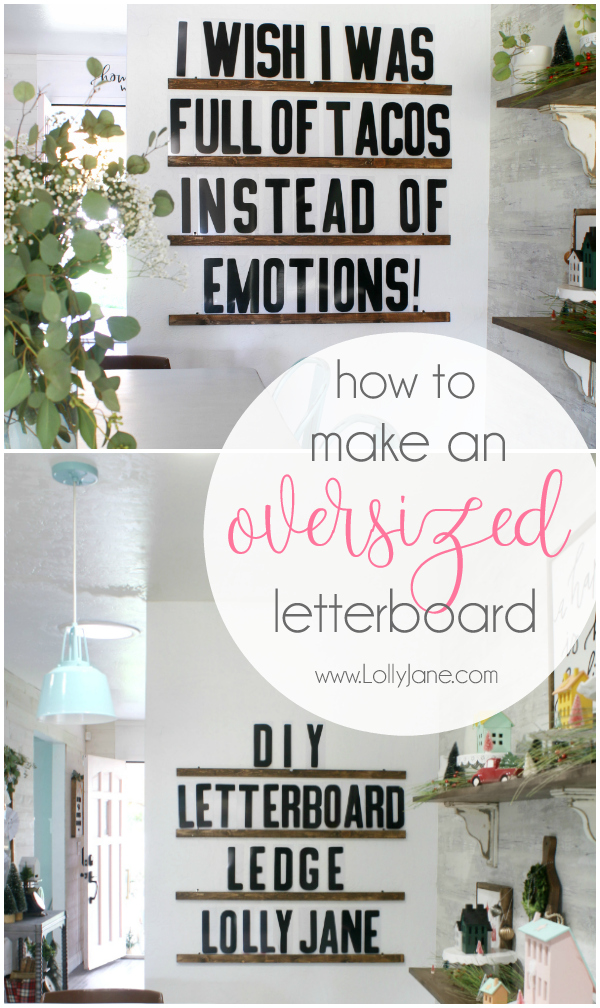 How to make a DIY Oversized Letter Board. Love these instructions on how to make one for your own home! This is a fun way to make a statement for a wall on a budget. It is easy to customize with quotes or funny sayings.