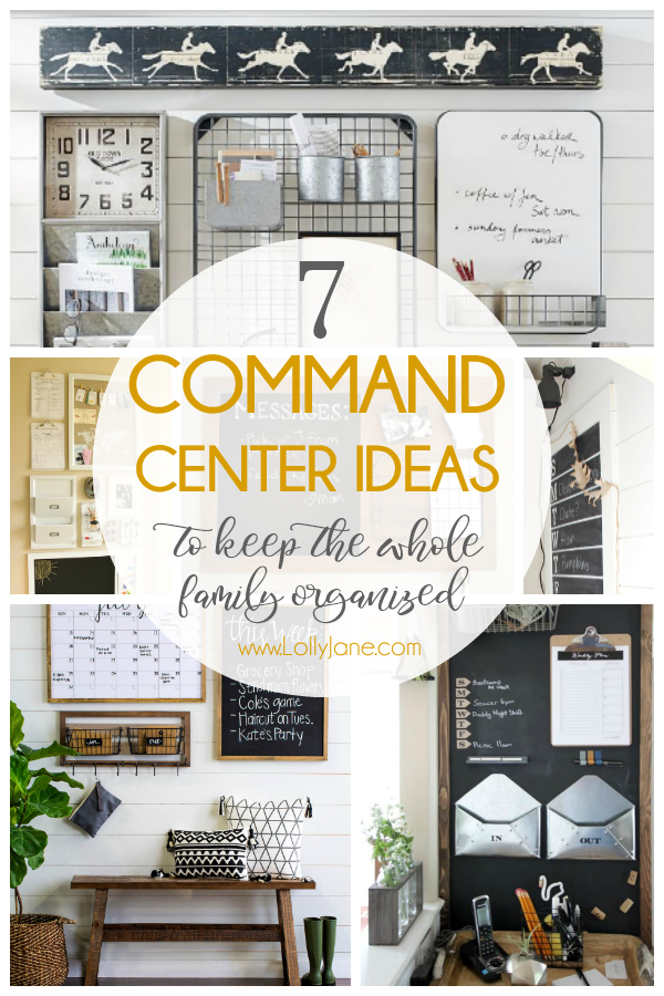 7 easy to copy command station ideas to keep the whole family organized. Love all these easy to implement command station ideas! #diy #commandcenter #commandstation #organization