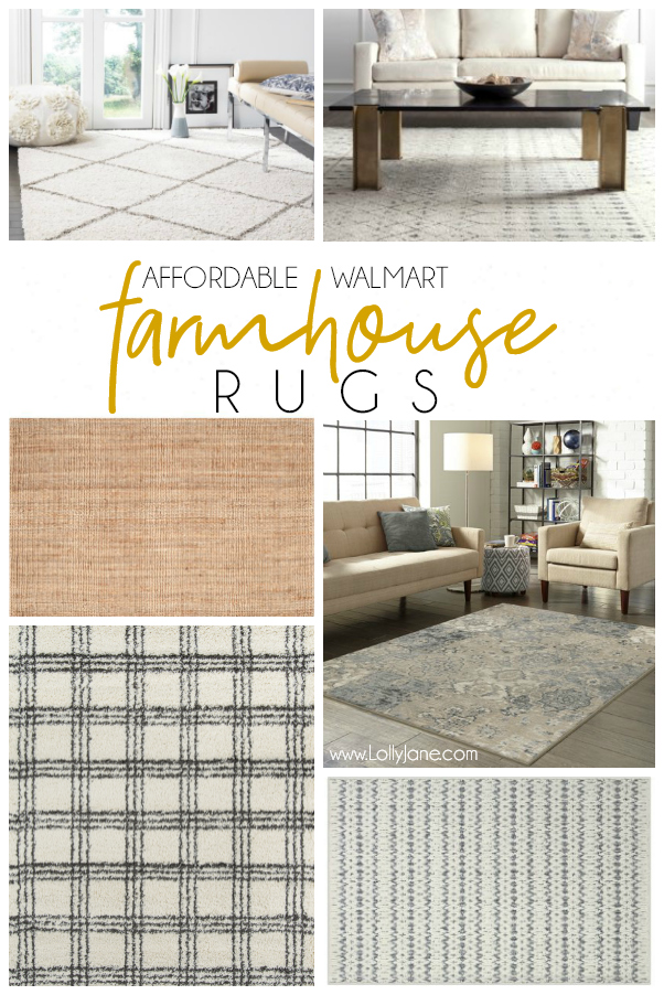 Don't forget about Walmart when looking for a farmhouse rug. They carry the same brands as your designer stores at a major discount. Love these affordable farmhouse rugs! #affordabledecor #rug #farmhouserug #farmhousestyle #rugideas