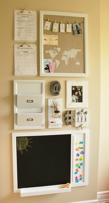 Love this white command station idea. It's simple, cute and functional. Grab these ideas to get your own family organized! #diy #commandstation #commandcenter #whitedecor #organization