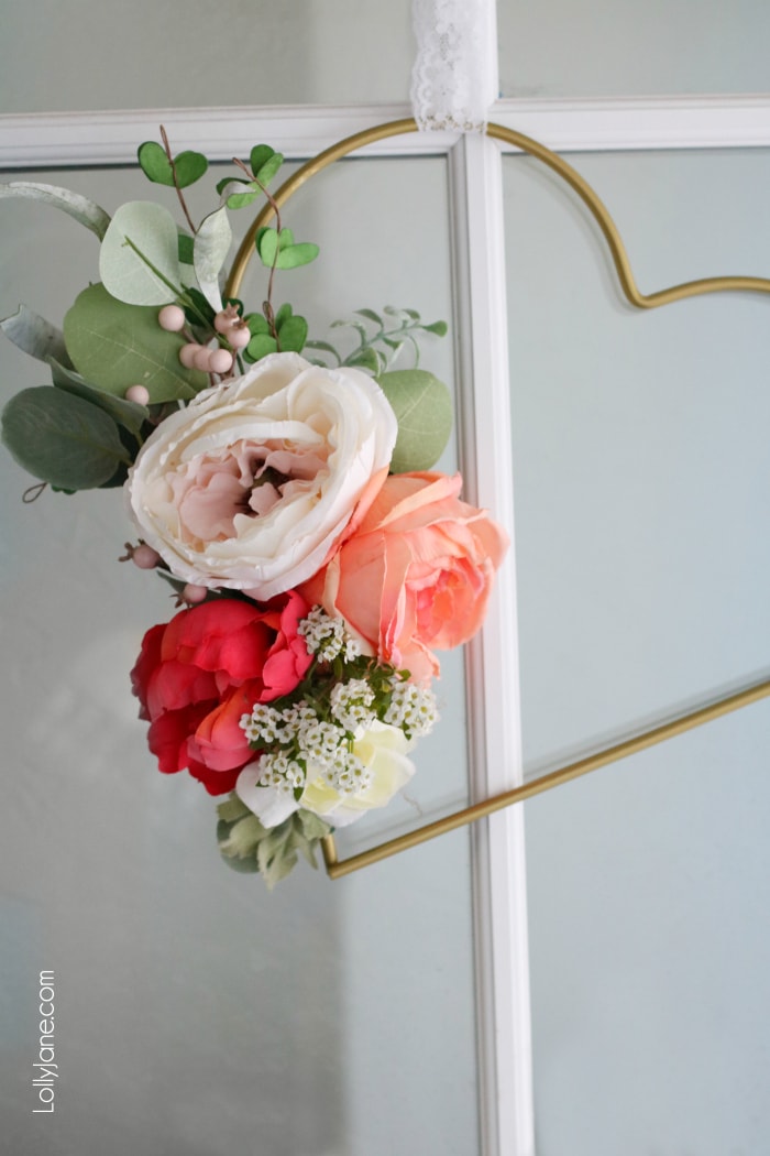 Artificial Valentine's Floral Heart Wreath, Decorated with Red