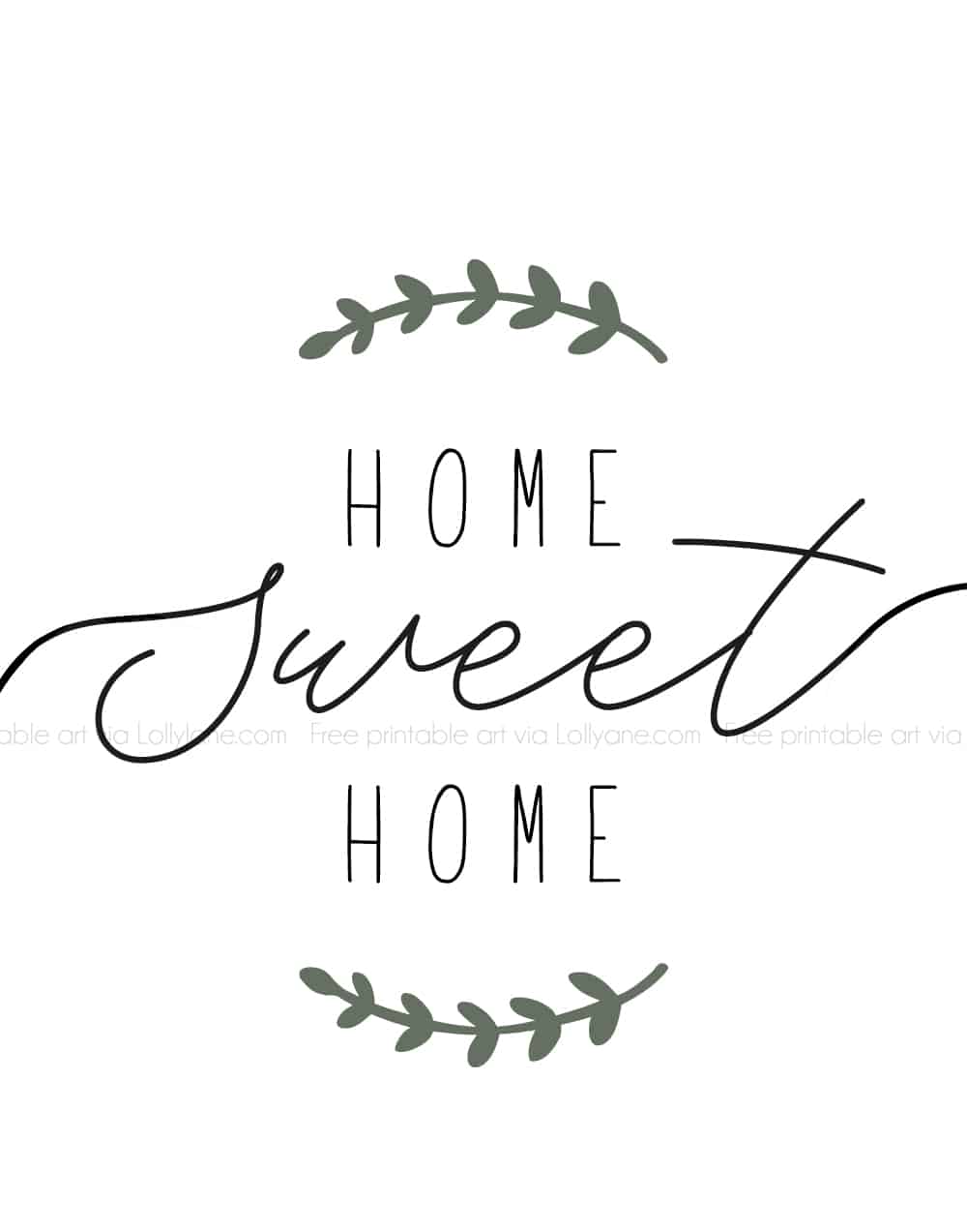 Home Sweet Home Print, Home Sweet Home Printable, Simple Typography Print,  Home Decor Print, Printable Art, Greenery