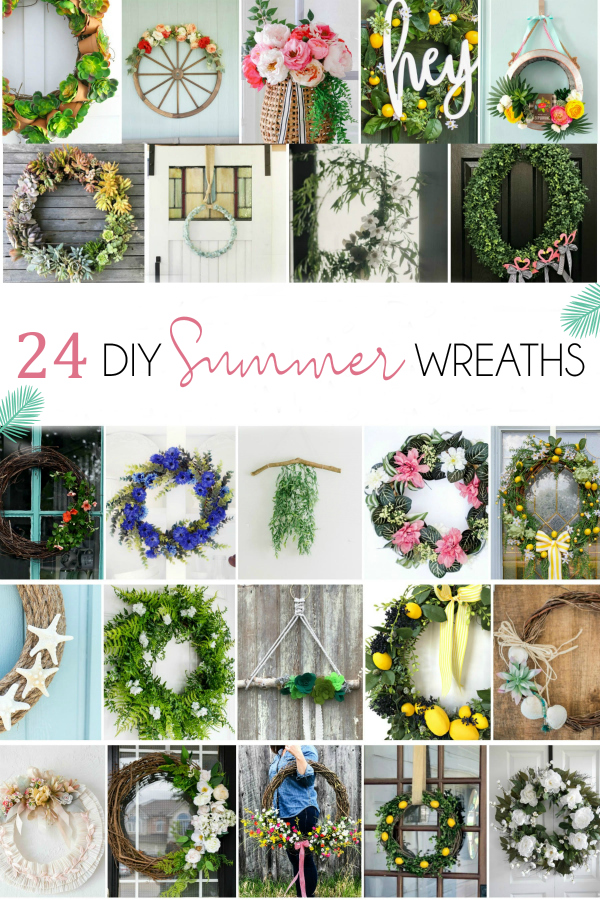 Welcome summer the right way with 24 gorgeous DIY wreaths to make! Love this collection of trendy wreaths, the perfect summer decor idea! #homedecor #summerdecor #porchdecor #porchdecorations #outdoordecor