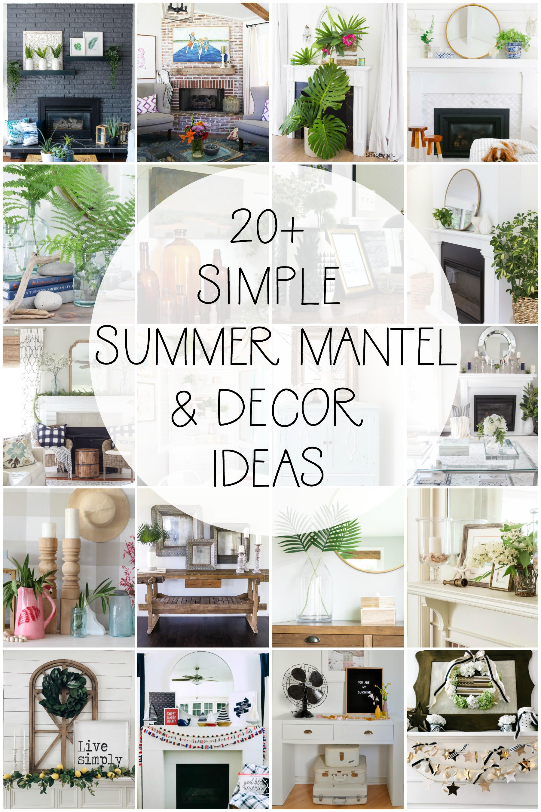 20 Summer Mantel Decor Ideas #summer #summermantel #summerdecor