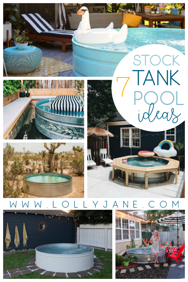 7 DIY Stock Tank Pool ideas to keep you cool all summer long. Such an easy to make pool idea using a stock tank, trendy summer decor alert! #stocktank #diystocktank #stocktankpool #summerideas #waystcooldown #thingstobuild