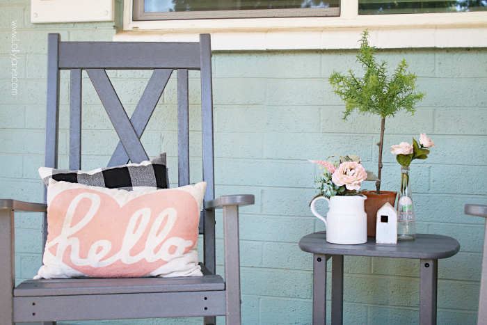 Enjoy the outdoors in comfort with a new rocking chair for your porch. Plus, it's durable and made from recycled products so you'll feel good while being comfortable and stylish! #outdoorrockingchair #outdoordecor #porchfurniture