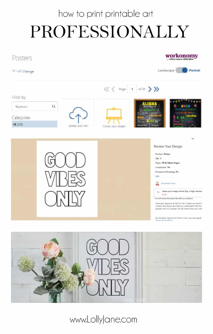 How to print printable art professionally with the few clicks of a button! #printableart #howtoprintprintables #printableartprintingtips #officedepot #workonomy