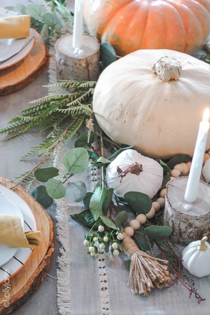 Decorate your table with fall items that don't cost an arm and a leg! #falldecor #falldecoration #falldecorideas #tablescape