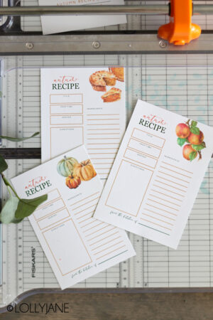 free printable fall recipe cards - Lolly Jane