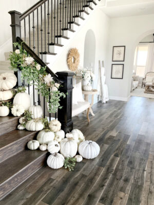 11 Ways to Decorate Stairs With Pumpkins - Lolly Jane