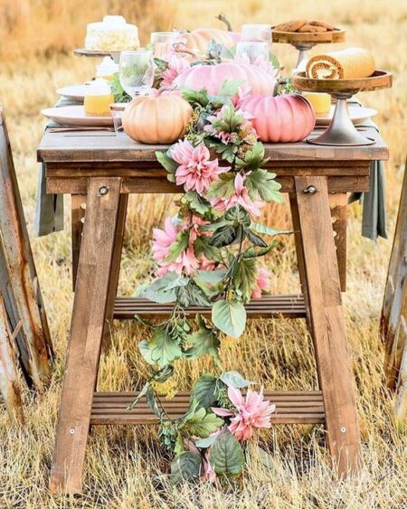 This Pink pumpkin decor display is the cutest ever !! #pinkpumpkindecor #decor #falldecor #pinkhomedecor #porchdecor