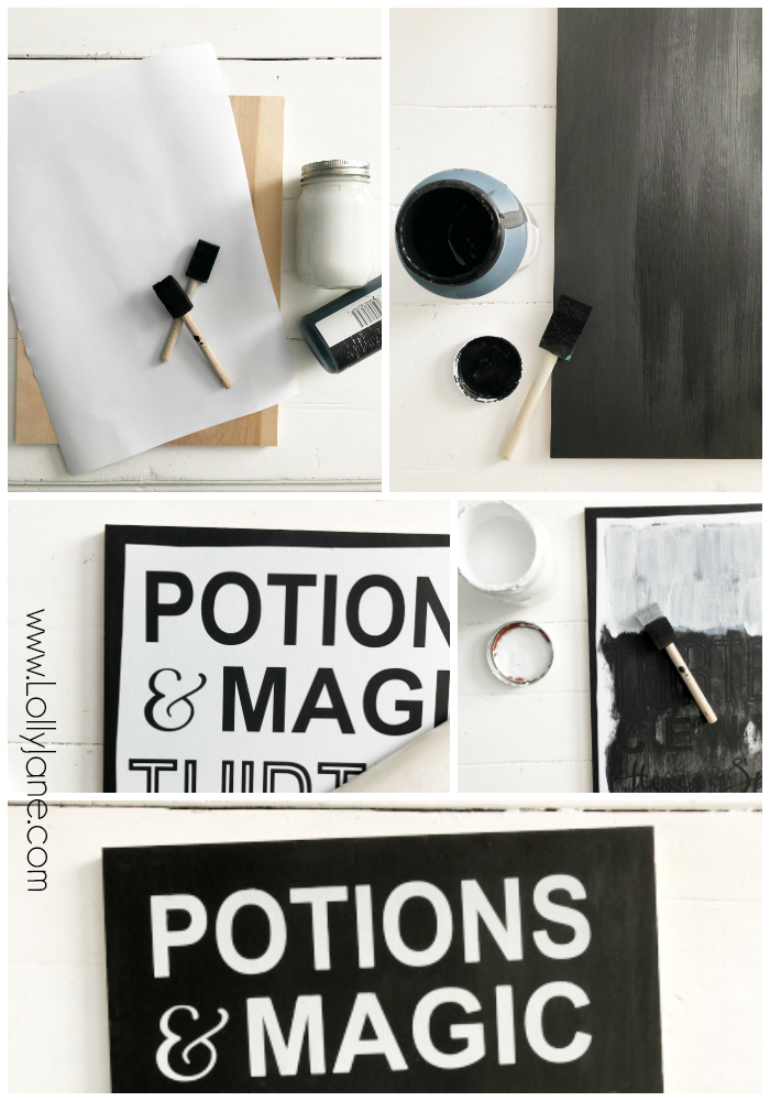 DIY Potions Halloween Sign | Learn to make this fun Halloween sign with wood paint and a stencil. Such a cute Halloween sign, perfect Halloween decor that's affordable! #halloweendecor #halloweensign #potionsandmagicsign #halloweenpotionssign #halloweendiywoodsign