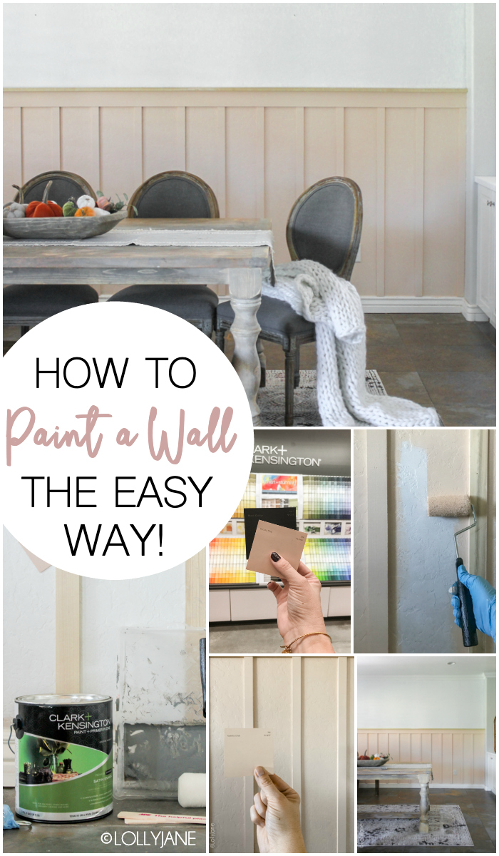 How to Paint a Wall the EASY way! #diy #boardandbatten #walltreatment #pinkwall #floralwallpaper #wallpaper 