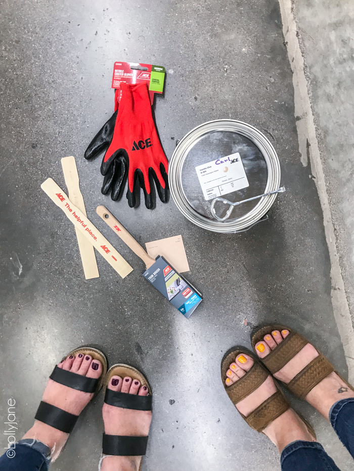 Gathering supplies to paint the most gorgeous board and batten wall treatment! Wait until you see the REVEAL and color it is. Stunning! #diy #boardandbatten #walltreatment #pinkwall