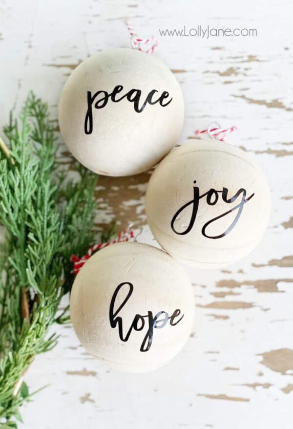 Scripts Ornament DIY Script Wood Ball Ornament + 6 More Handmade Ornaments! - Lolly Jane