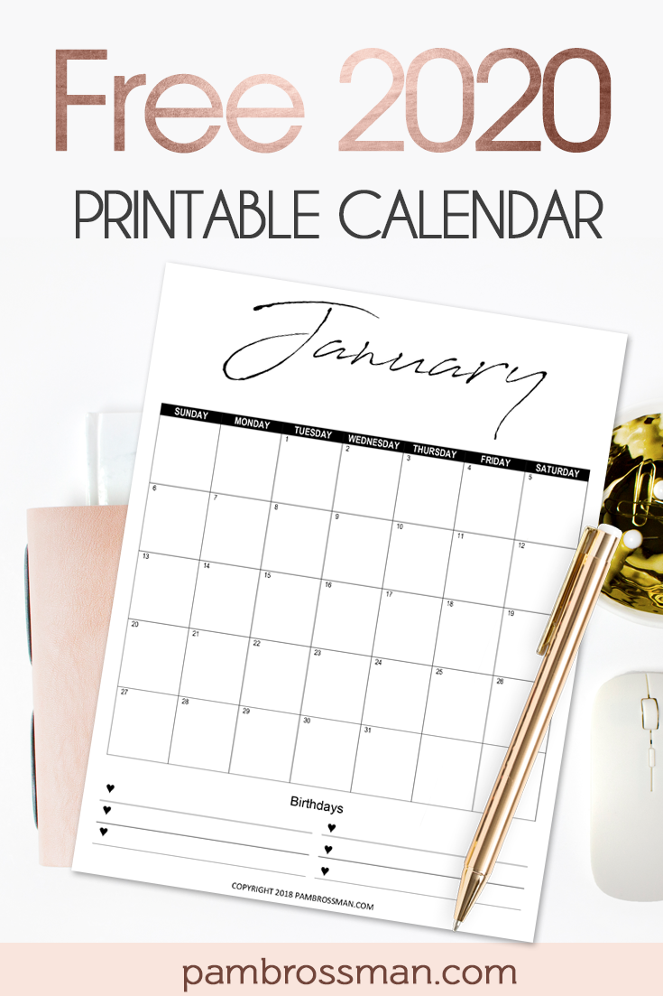 A roundup of 50+ FREE 2020 printable calendar styles! Love this motivational one! #2020calendar #freeprintable #printablecalendar