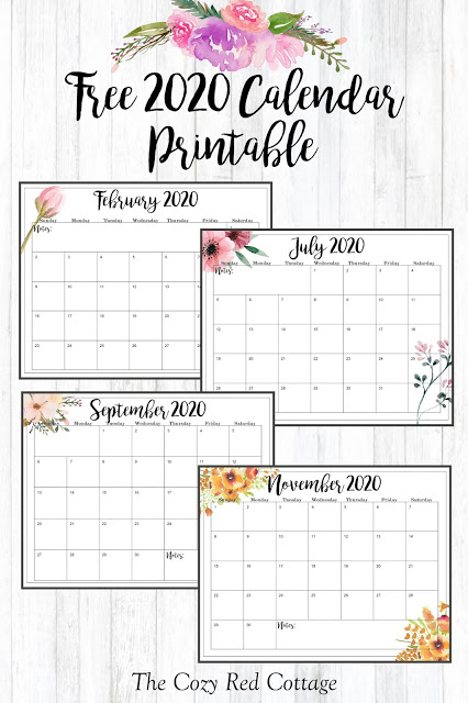 FREE Colorful Floral Style Printable 2020 Calendar PLUS a roundup of 50+ more styles! #2020calendar #freeprintable #printablecalendar