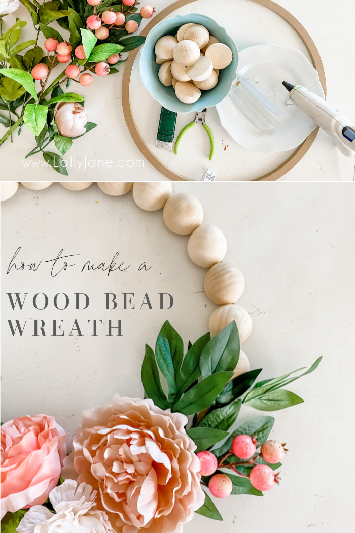 Diy Wood Bead Floral Wreath Lolly Jane