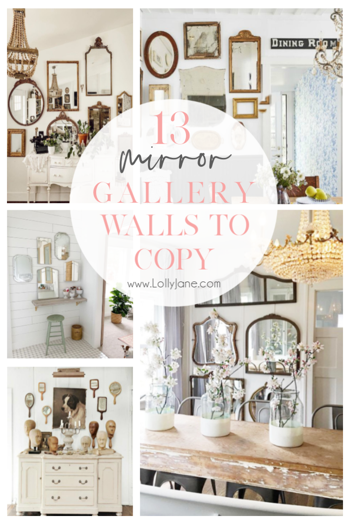 13 gorgeous mirror gallery wall ideas to copy! Gather thrifted mirrors then group them together for a gorgeous statement! #mirrorgallerywall #gallerymirrorwallideas #gallerywallideas #mirrorgallerywall #howtodecoratewithmirrors #waystodecoratewithmirrors