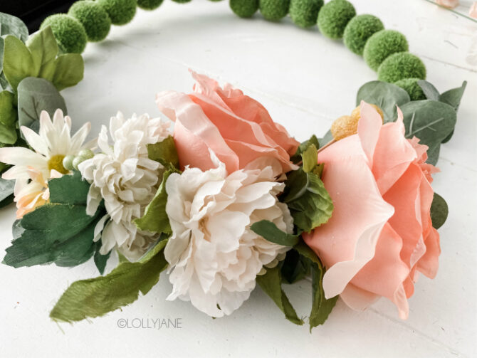 DIY Moss Ball Floral Wreath Tutorial + Blog Hop! - Lolly Jane