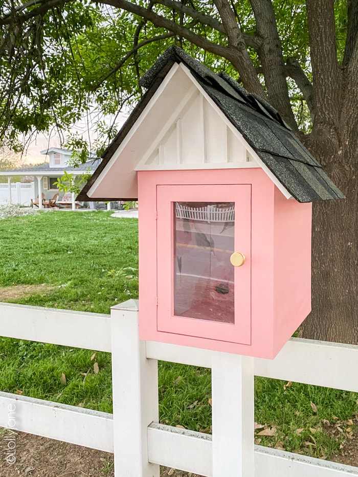 Cutest Pink Little Free Library + plans!
