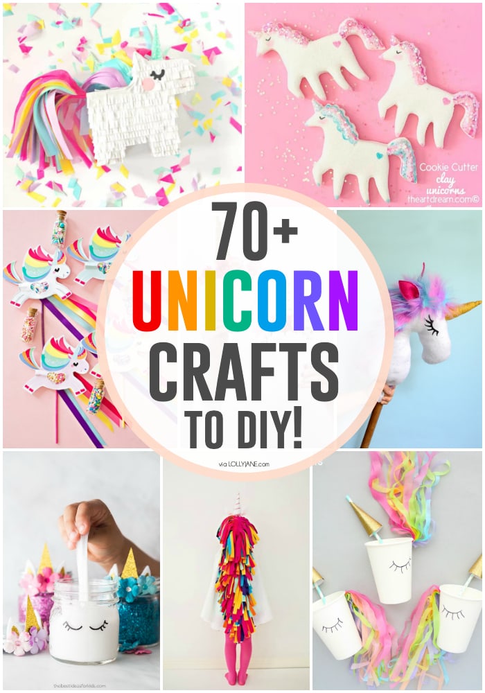 The ULTIMATE list of DIY Unicorn Crafts! Over 70 Project ideas for parties, boredom busters, and more! #unicorn #unicorndiy #unicorncrafts #kidsdiy #diycraft