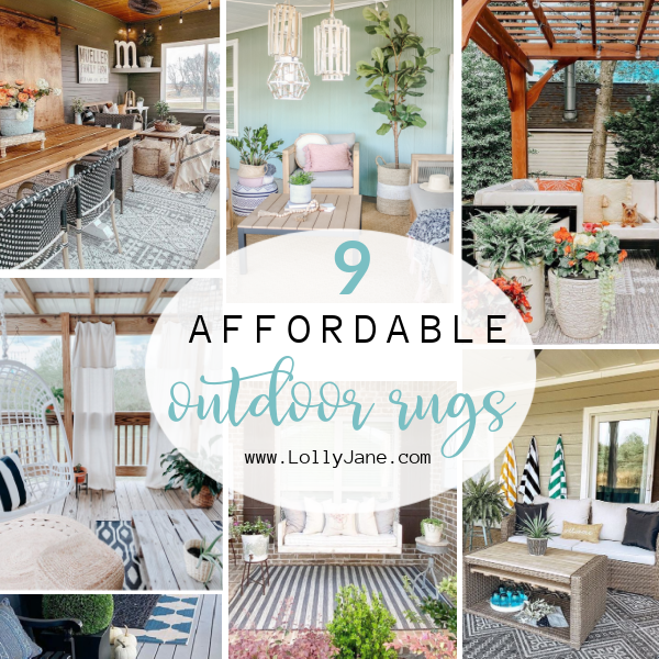 9 affordable outdoor rugs to cozy up any porch! BONUS: 55% off discount code!! #outdoorrugs #affordableoutdoorrug #porchrug #porchrugideas #rugdiscountcode #cheaprug #boutiquerugcode