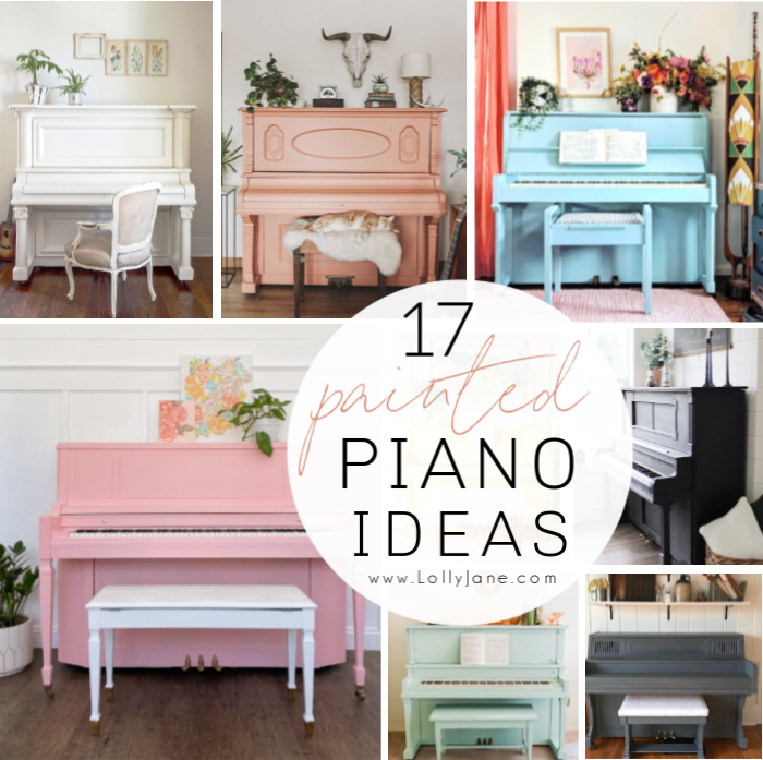 If you're looking for painted piano color ideas, we've got 17 beautiful pianos to inspire! #paintedpiano #colorfulpianoideas #paintedpianoinspiration