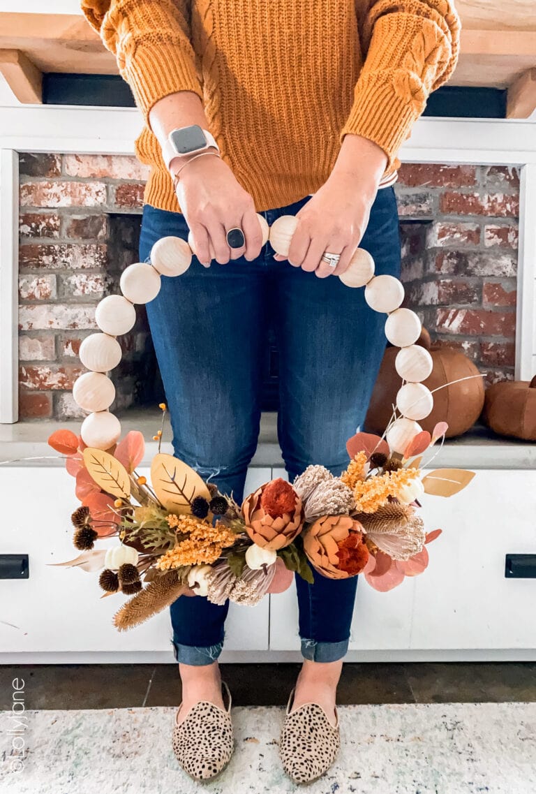 Fall Split Wood Bead Wreath