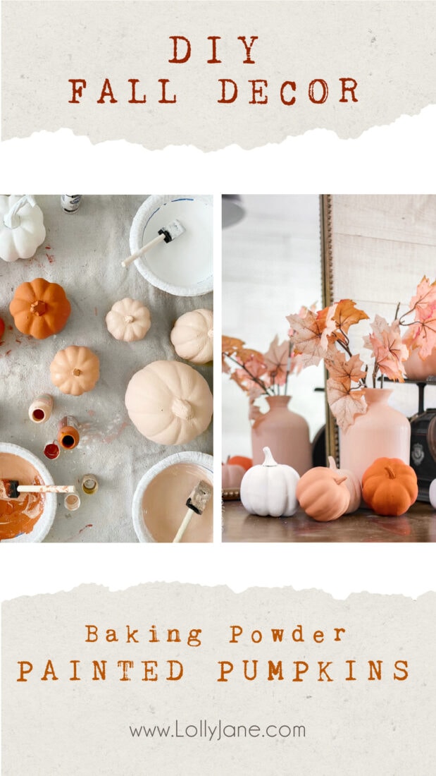 baking powder painted pumpkins tutorial. www.lollyjane.com