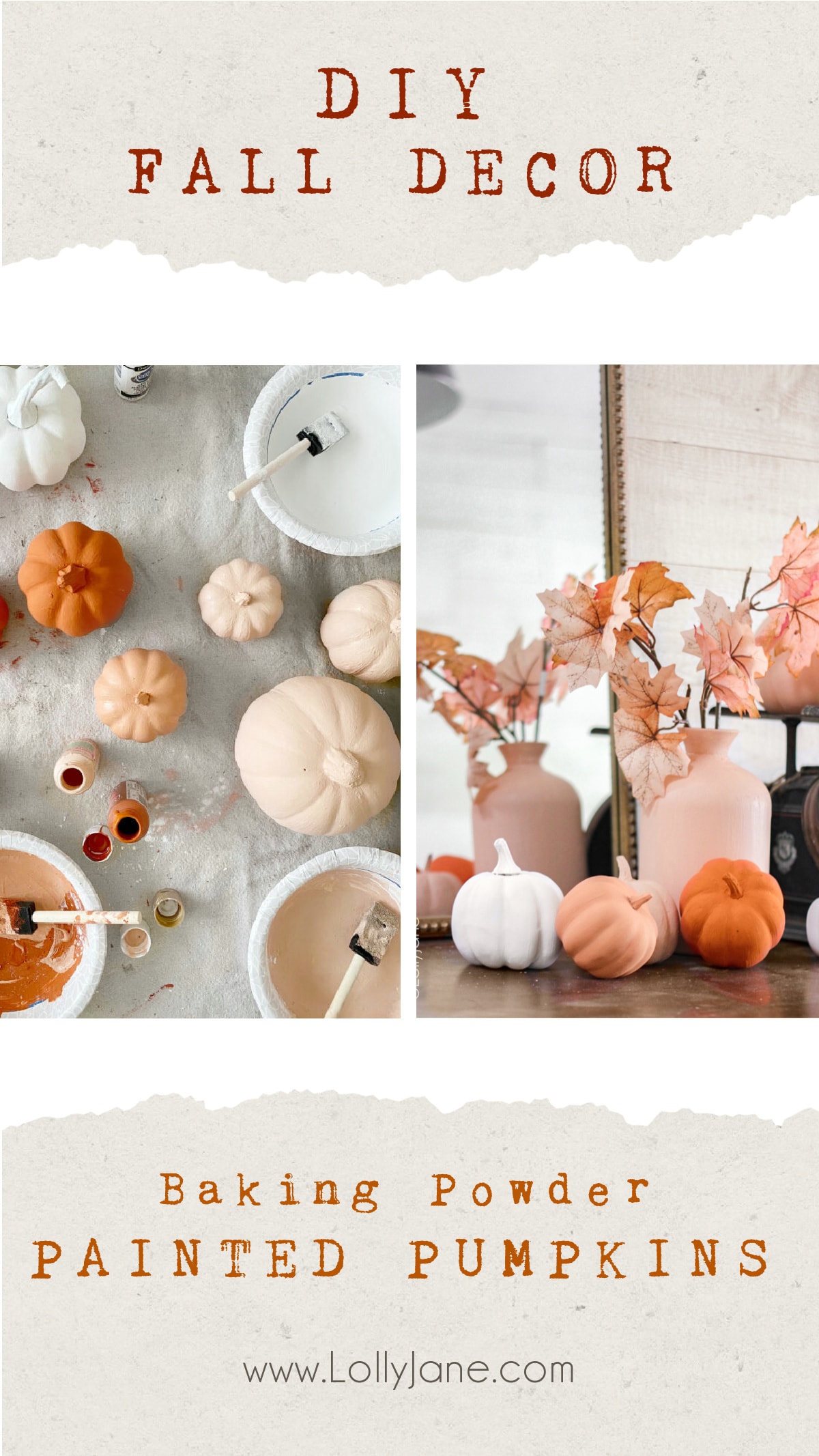 DIY Baking Powder Painted Pumpkins - Lolly Jane