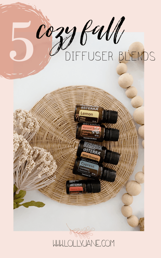 If you're looking for the perfect fall scents to fill your home, try these top 5 cozy fall diffuser blends. We love these warm and spicy blends that will leave your immunity boosted and your house smelling like fall! #fallblends #falldiffuserblends #falloilblends #fallessentialoilblends #seasondiffuserblends #falldiffuserblendsideas #essentialoilsforfall #doterrafallblends #doterra #essentialoils