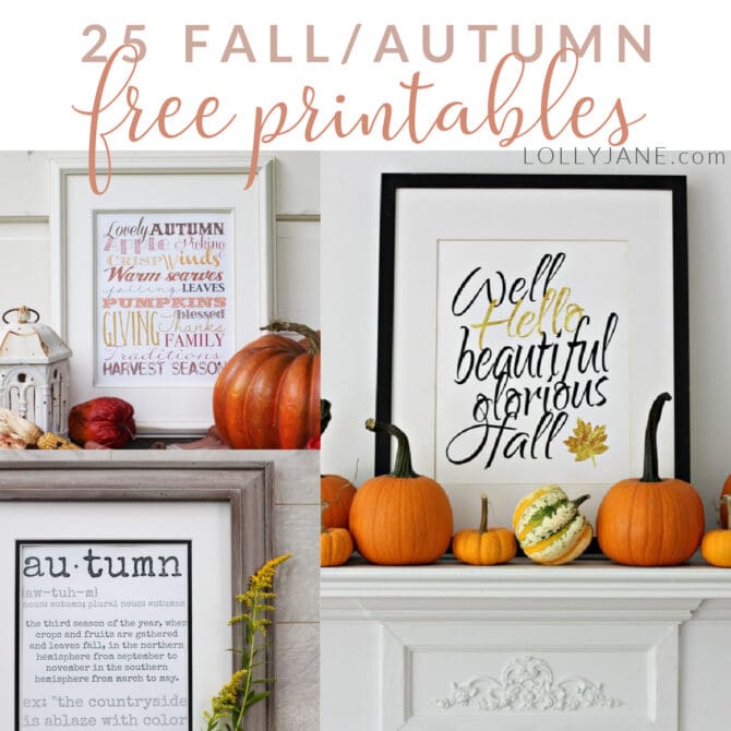 Looking for cheap fall decorations? We've got over 25 fall FREE printables: just download and print for gorgeous art in seconds! #fallprintables #freefallart #freefallprintables #fallprintableart #falldigitaldownloads #freedigitaldownloadsfalldecor #cheapfalldecor #freefalldecorideas #freefalldecorations #freefallprintables