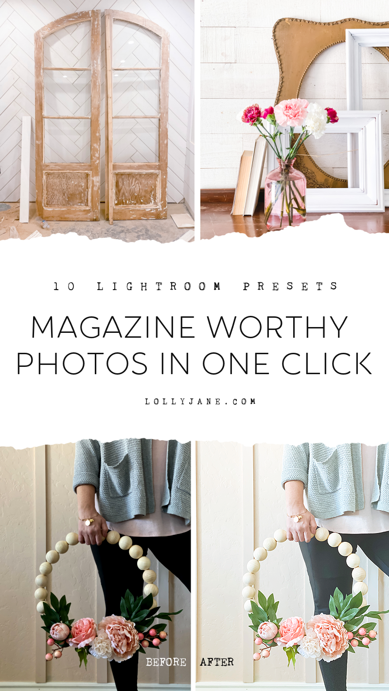 Ever wonder how home decor accounts get such magazine worthy pictures? It's all in the editing! Grab these 10 light and airy presets, perfect for home decor and lifestyle pictures. Editing with one click! #lightroompresets #interiordesignlightroompresets #interiordesignpresets #lifestylepresets #farmhousepresets #bohopresets