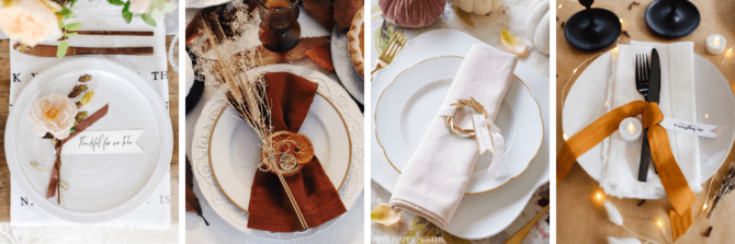 DIY Fall Style Place Card Holders, perfect for an autumn or Thanksgiving get togethers! #thanksgiving #fallparty #placecards #namecards #diy #falldecor #falldecorations