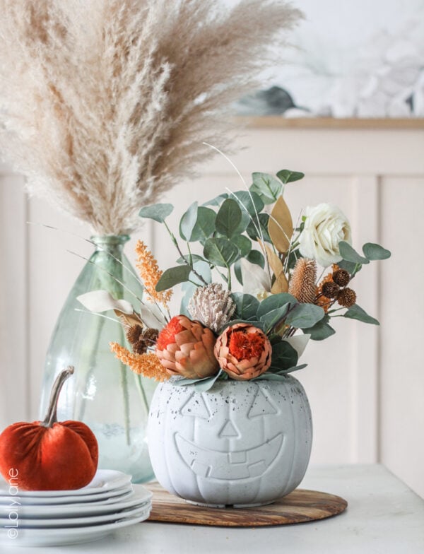 DIY Concrete Pumpkin Planter