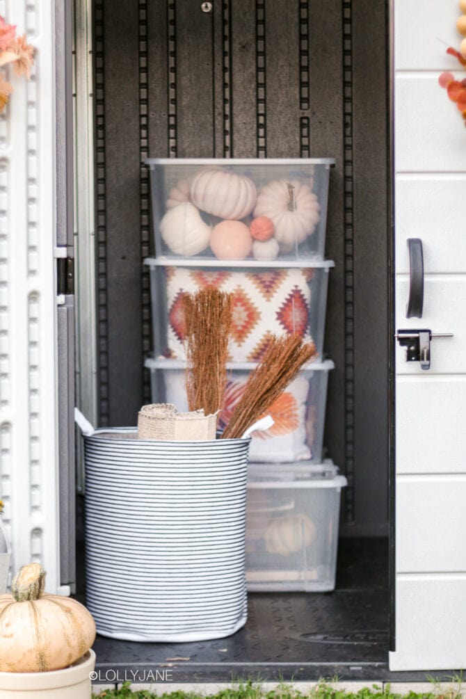Take outdoor storage up a notch with this chic modern style shed by Suncast. Clear out excess decor from precious indoor storage and put in here, a stylish solution! #suncast #storagesolution #shed #sheshed #sheds #shedstorage #outdoorshed #organize #organization #holidaydecorations