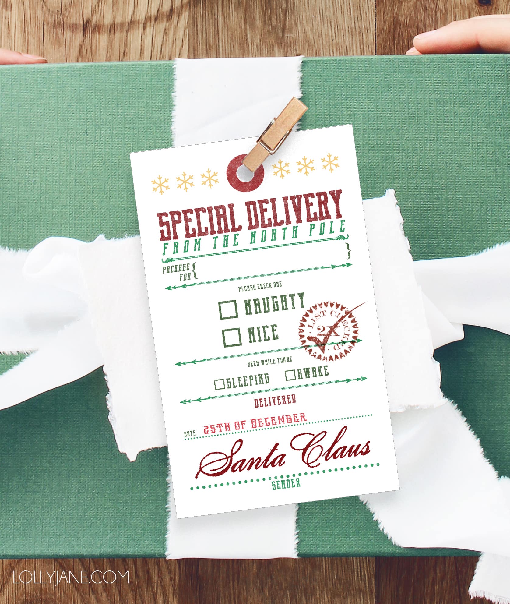 Free Printable Christmas Gift Tags From Santa Claus - Lolly Jane