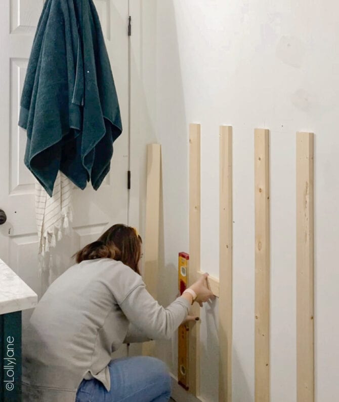 DIY Board and Batten Accent Wall, easy to build! A great project for early wood workers or experiences! #boardandbatten #boardbatten #diy #accentwall #woodoworking