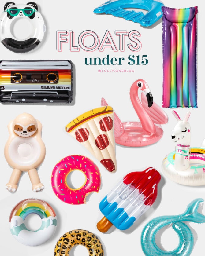 $15 or LESS affordable summer pool floats + tubes perfect for the pool, ocean or any body of water! #summertime #summer #targettdeals #targetdoesitagain #targetsummer #summerdeals #pooltime #poolaccessories